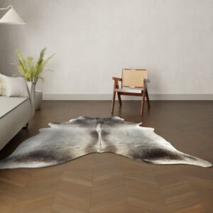 Natürliches Rinderfell taupe grau 220x190 cm Nahaufnahme Fell-Muster