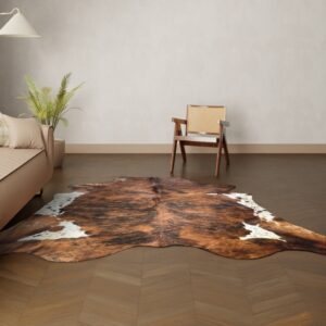 Natürliches Rinderfell Tricolor 250x220 cm Nahaufnahme Fell-Muster