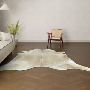 Natürliches Rinderfell sandfarben beige 240x220 cm Nahaufnahme Fell-Muster