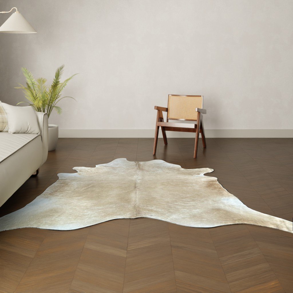 Natürliches Rinderfell sandfarben beige 240x220 cm Nahaufnahme Fell-Muster