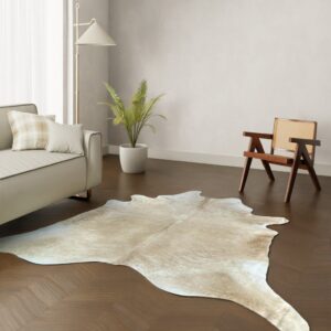 Echtes Kuhfell sandfarben beige 240x220 cm XL Extra groß - Natürliches Rinderfell