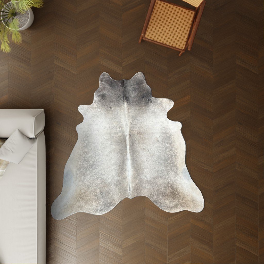 Kuhfell taupe grau 190x170 cm Klein als Wohnzimmer Teppich