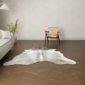 Natürliches Rinderfell taupe grau 190x170 cm Nahaufnahme Fell-Muster