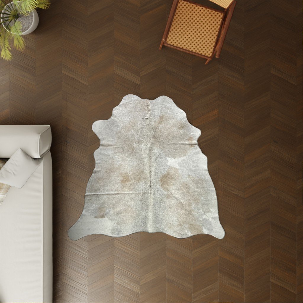 Echtes Mini Kuhfell taupe grau als Dekoration