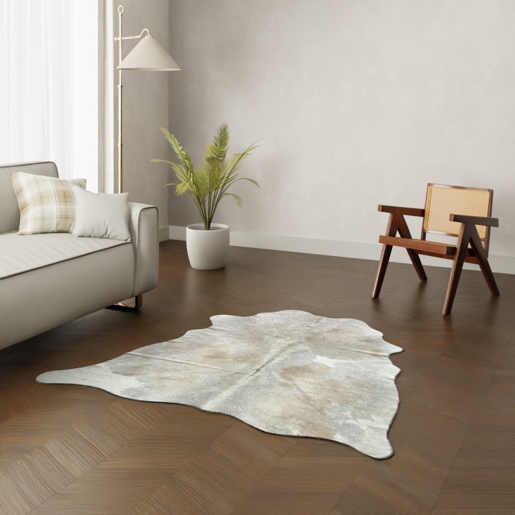 Mini Kuhfell taupe grau 170x150 cm - Echtes kleines Rinderfell