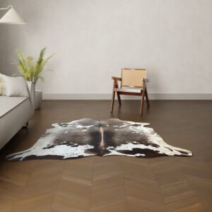 Natürliches Rinderfell Mokka weiß 200x200 cm Nahaufnahme Fell-Muster