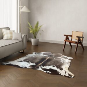 Echtes Kuhfell Mokka weiß 200x200 cm - Natürliches Rinderfell