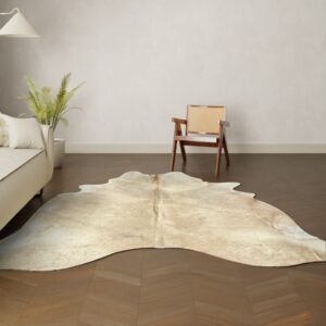 Natürliches Rinderfell Cognac beige 270x220 cm Nahaufnahme Fell-Muster