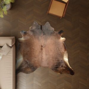 Kuhfell cognac dunkel 230x200 cm als Wohnzimmer Teppich