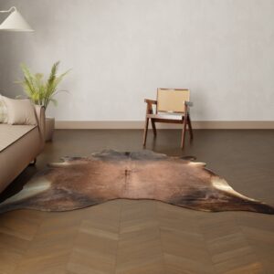 Natürliches Rinderfell cognac dunkel 230x200 cm Nahaufnahme Fell-Muster