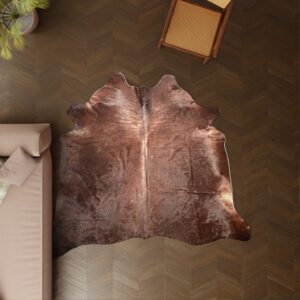 Kuhfell cognac dunkel 230x200 cm als Wohnzimmer Teppich