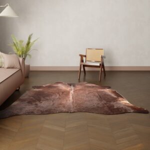 Natürliches Rinderfell cognac dunkel 230x200 cm Nahaufnahme Fell-Muster