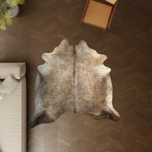 Kuhfell dunkel Taupe 200x180 cm als Wohnzimmer Teppich