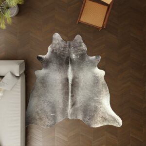 Kuhfell dunkelgrau RANDOM 220x200 cm als Wohnzimmer Teppich