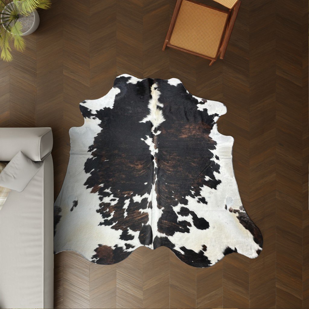 Kuhfell Tricolor 240x230 cm XL Extra groß als Wohnzimmer Teppich