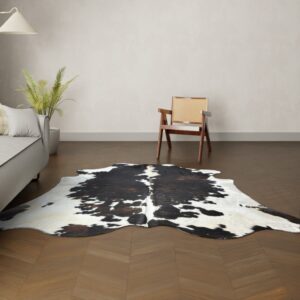 Natürliches Rinderfell Tricolor 240x230 cm Nahaufnahme Fell-Muster