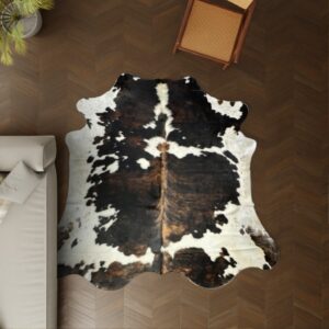 Kuhfell Tricolor (kopie) 230x190 cm als Wohnzimmer Teppich