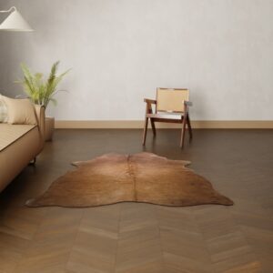 Kalbsfell dunkel cognac Nahaufnahme Muster und Textur
