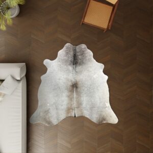 Kuhfell taupe grau 190x170 cm Klein als Wohnzimmer Teppich