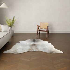 Natürliches Rinderfell taupe grau 190x170 cm Nahaufnahme Fell-Muster