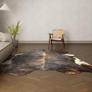 Natürliches Rinderfell dunkelbraun 270x250 cm Nahaufnahme Fell-Muster
