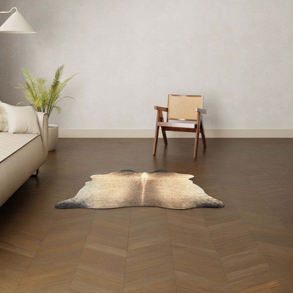 Kalbsfell dunkel cognac Nahaufnahme Muster und Textur