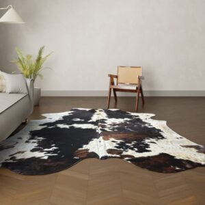 Natürliches Rinderfell Tricolor KOLOSSAL 280x240 cm Nahaufnahme Fell-Muster