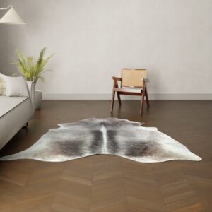 Natürliches Rinderfell taupe grau 210x200 cm Nahaufnahme Fell-Muster