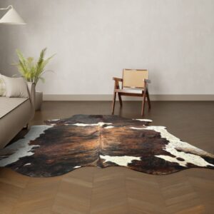 Natürliches Rinderfell Tricolor 260x230 cm Nahaufnahme Fell-Muster