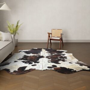 Natürliches Rinderfell Tricolor 260x230 cm Nahaufnahme Fell-Muster