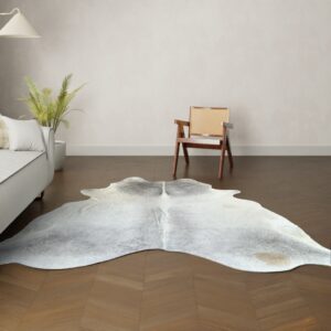 Natürliches Rinderfell grau schwarz 260x230 cm Nahaufnahme Fell-Muster