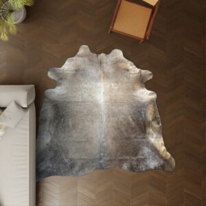 Kuhfell dunkel Taupe 240x220 cm XL Extra groß als Wohnzimmer Teppich