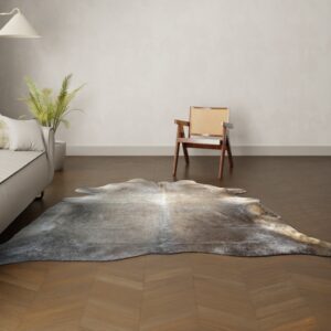Natürliches Rinderfell dunkel Taupe 240x220 cm Nahaufnahme Fell-Muster