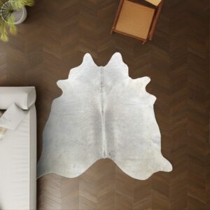 Kuhfell grau creme 220x200 cm XL groß als Wohnzimmer Teppich