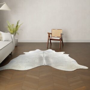 Natürliches Rinderfell grau creme 220x200 cm Nahaufnahme Fell-Muster