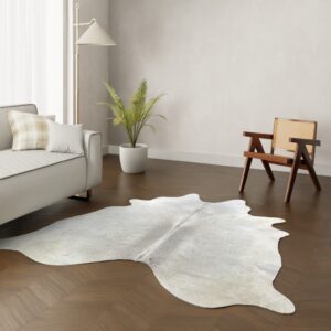 Echtes Kuhfell grau creme 220x200 cm XL groß - Natürliches Rinderfell