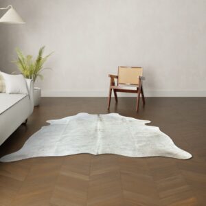 Kuhfell-Teppich Creme weiß 200x180 cm. KLEIN