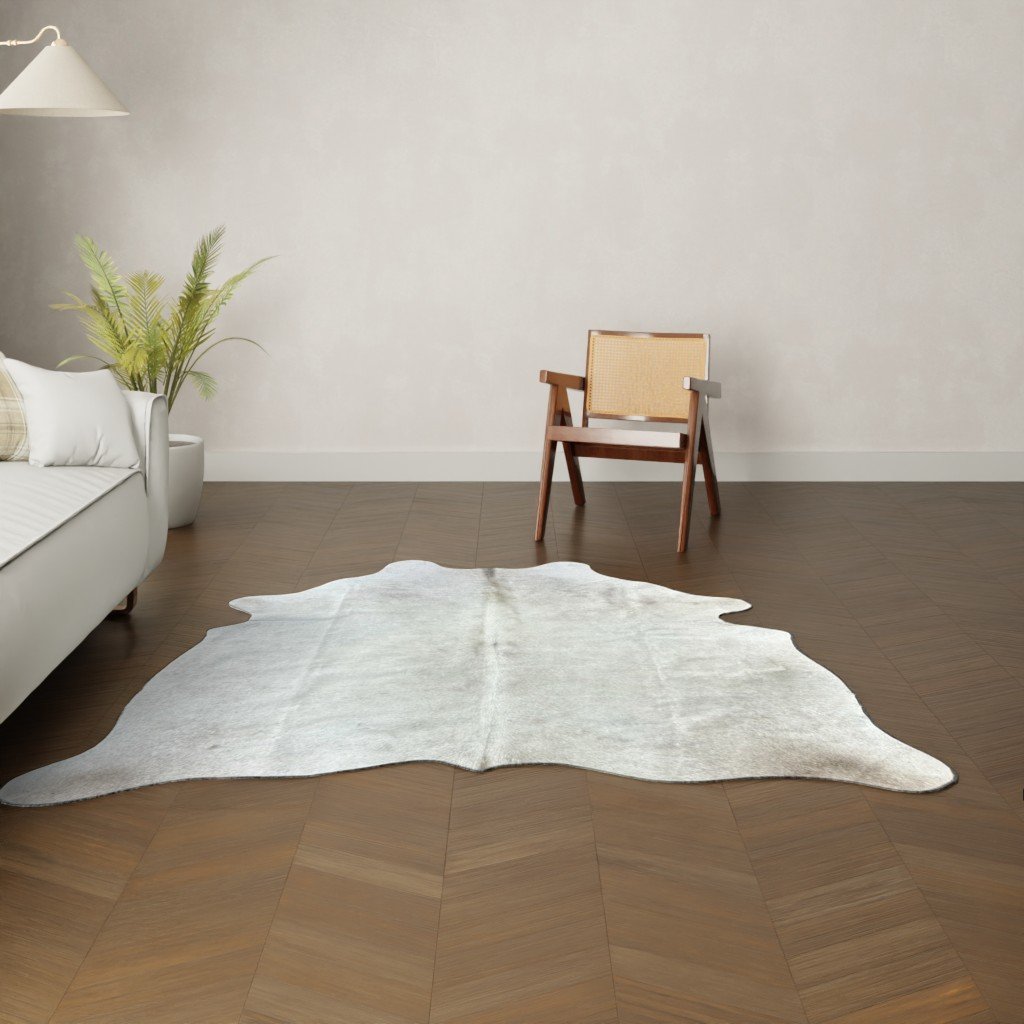 Kuhfell-Teppich Creme weiß 200x180 cm. KLEIN