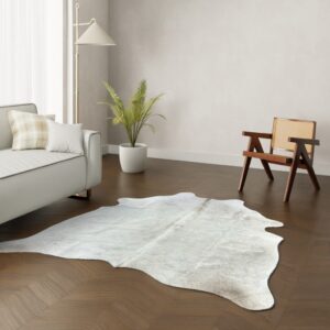 Kuhfell-Teppich Creme weiß 200x180 cm. KLEIN