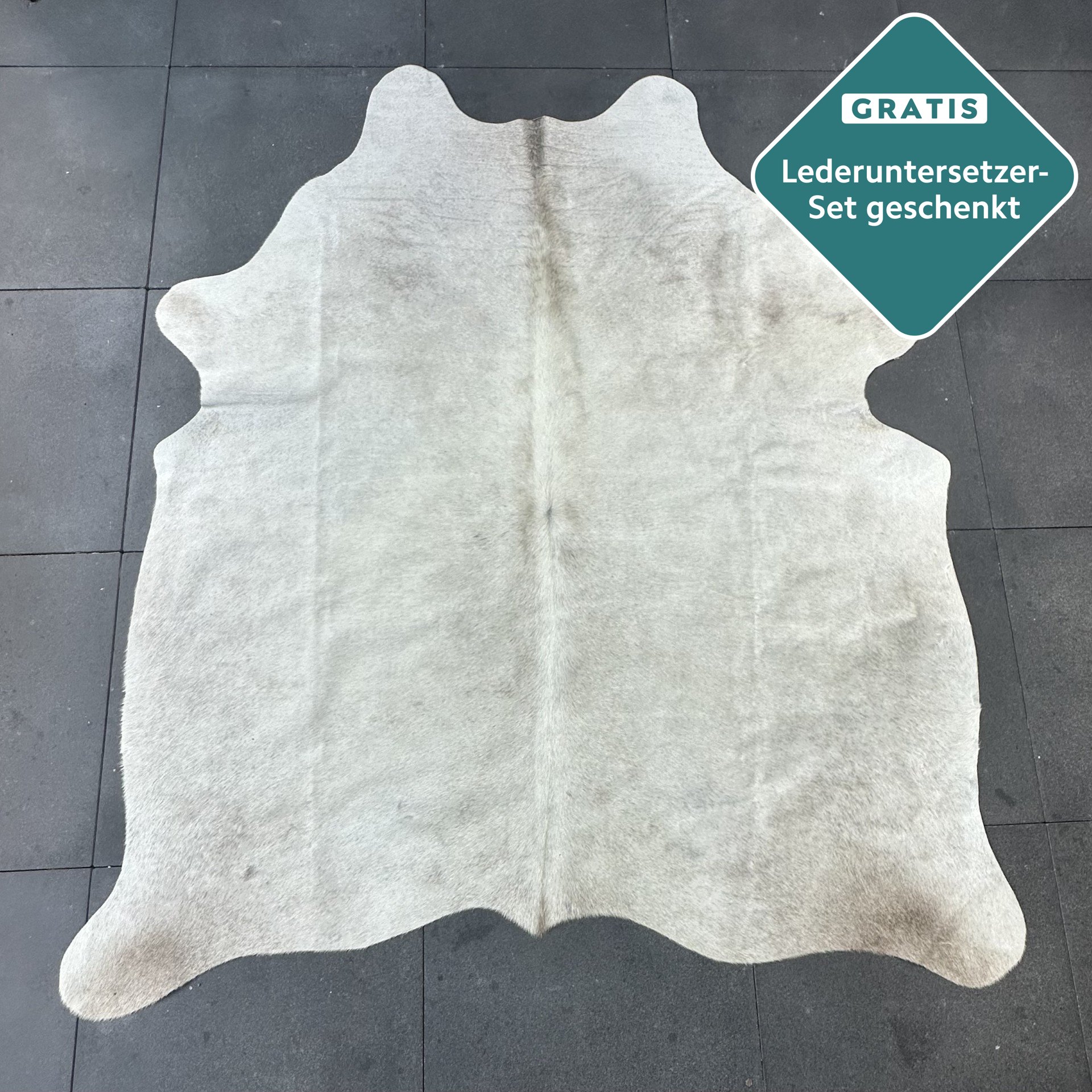 Kuhfell-Teppich Creme weiß 200x180 cm. KLEIN