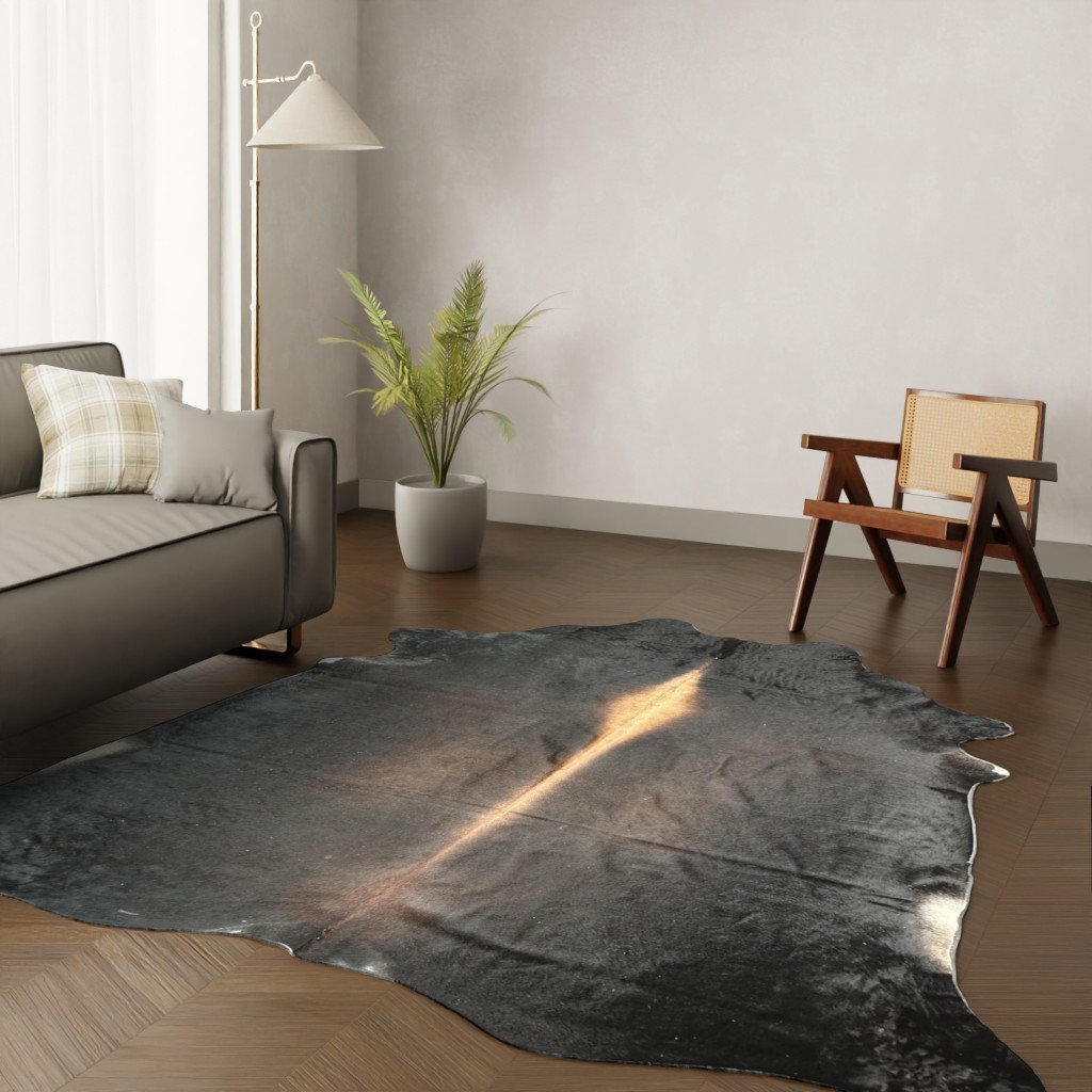 Kuhfell-Teppich dunkelbraun 250x200 cm. RIESIG