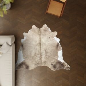 Kuhfell-Teppich taupe dunkel weiß 220×200 cm