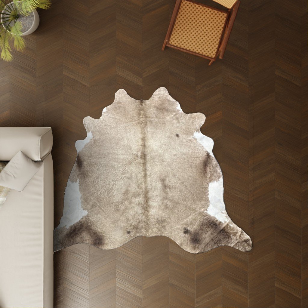 Kuhfell-Teppich taupe dunkel weiß 220×200 cm