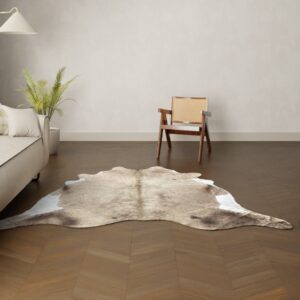 Kuhfell-Teppich taupe dunkel weiß 220×200 cm