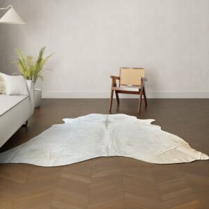 Kuhfell-Teppich Creme weiß 230x200 cm.