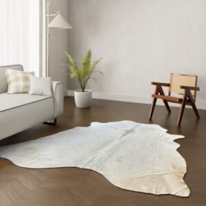 Kuhfell-Teppich Creme weiß 230x200 cm.