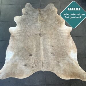 Kuhfell-Teppich Champagne taupe 240x220 cm. XL-EXTRA