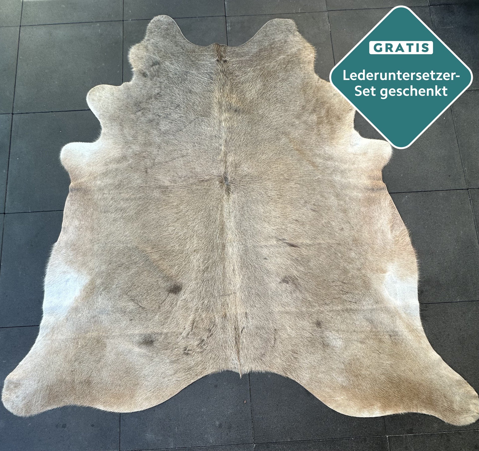 Kuhfell-Teppich Champagne taupe 240x220 cm. XL-EXTRA