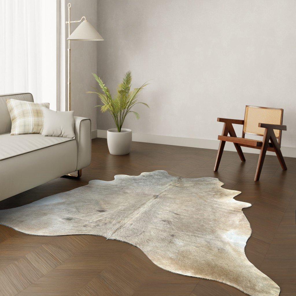 Kuhfell-Teppich Champagne taupe 240x220 cm. XL-EXTRA