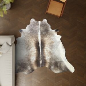 Kuhfell-Teppich dunkelbraun grau 250x210 cm. RIESIG